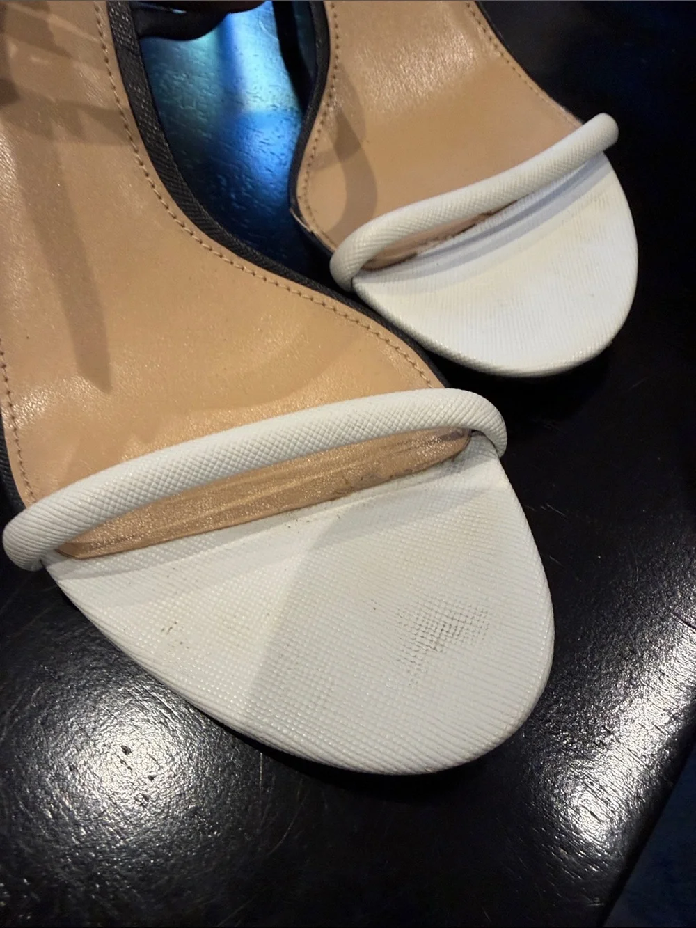Michael Kors White and Black Open-Toe Ankle Strap Heels